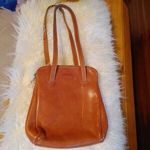 Roots Caramel Leather Shoulder Bag